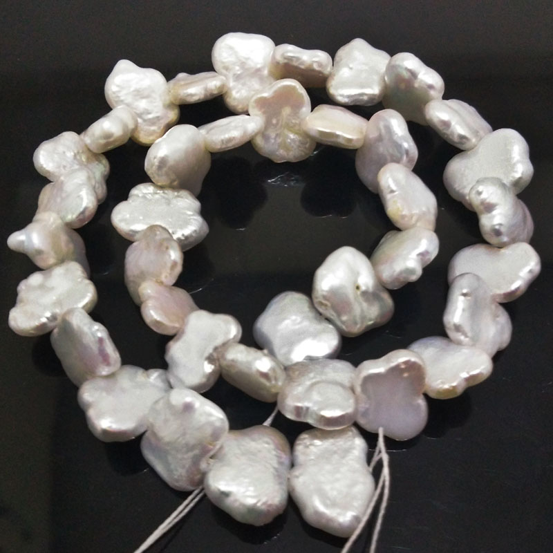 16 inches 12X15mm White Natural Butterfly Shaped Pearls Loose Strand