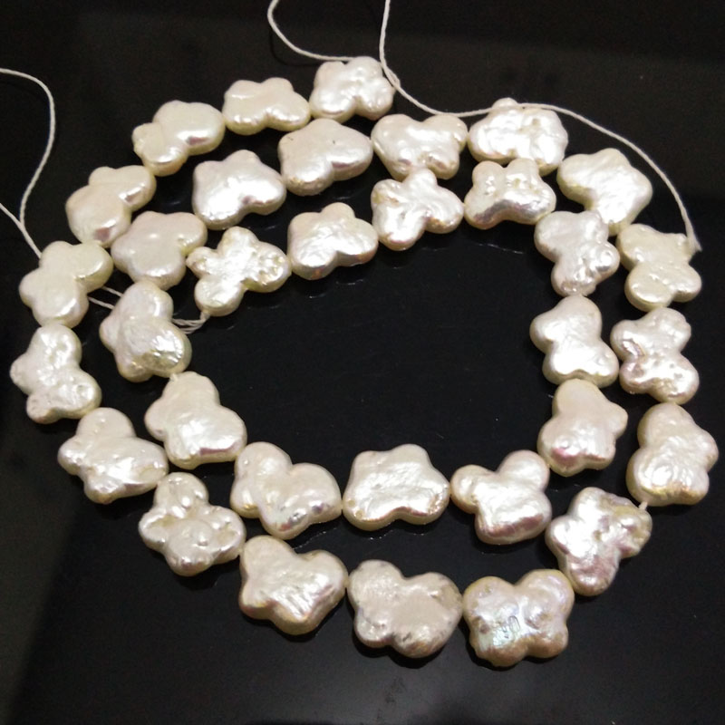 16 inches 10X13mm White Butterfly Shaped Pearls Loose Strand