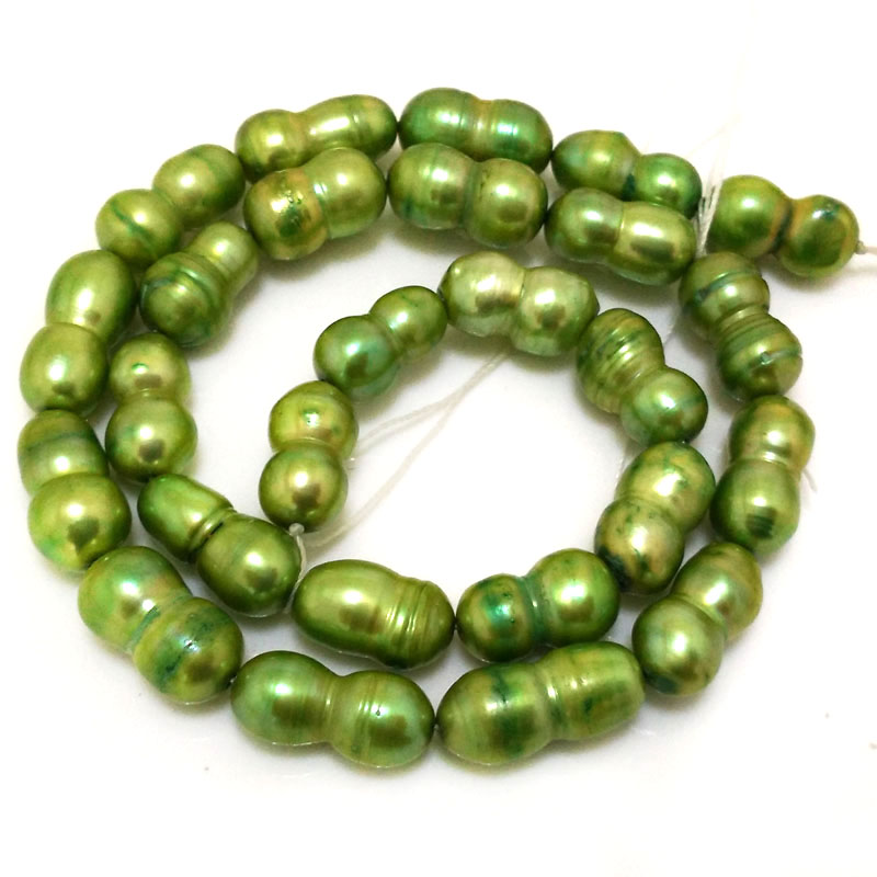 16 inches 8x17mm Green Peanut Shaped Pearls Loose Strand