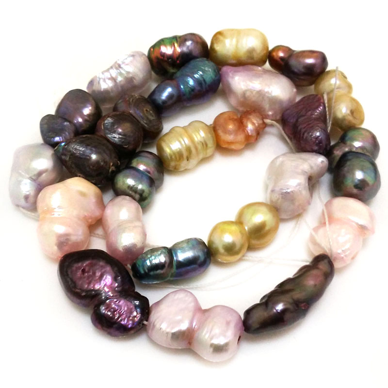 16 inches 13x20mm Multicolor Peanut Shaped Baroque Pearls Loose Strand