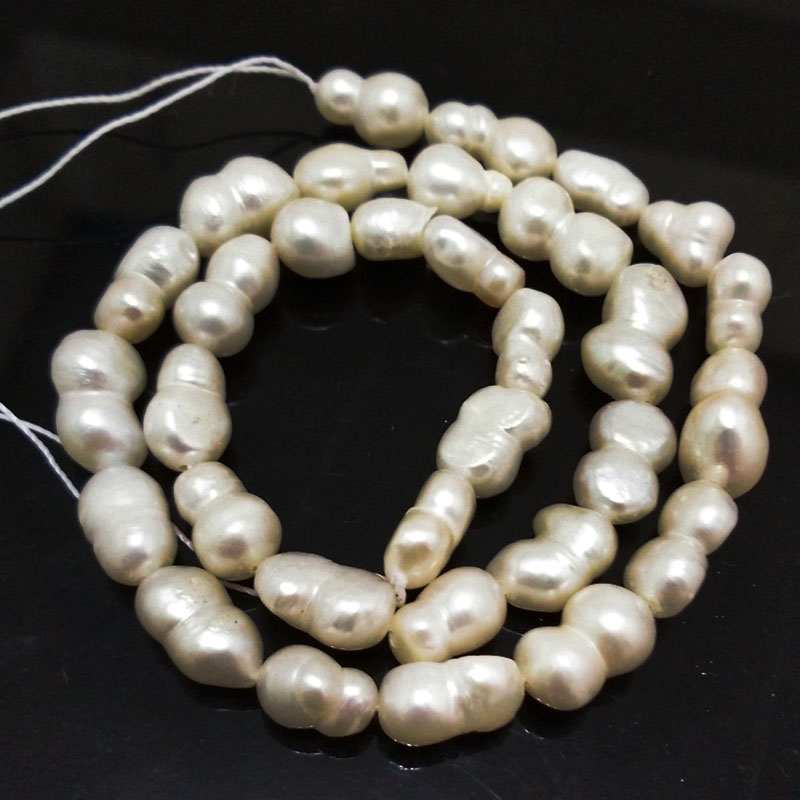 16 inches 9-10mm White Peanut Shaped Pearls Loose Strand