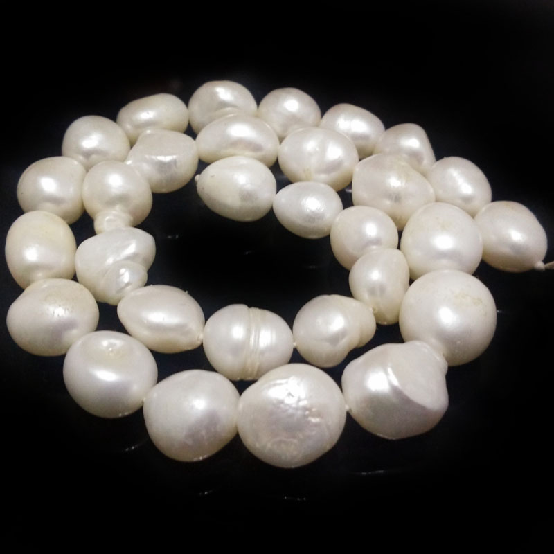 16 inches 11-13mm AA+ Natural White Baroque Pearls Loose Strand