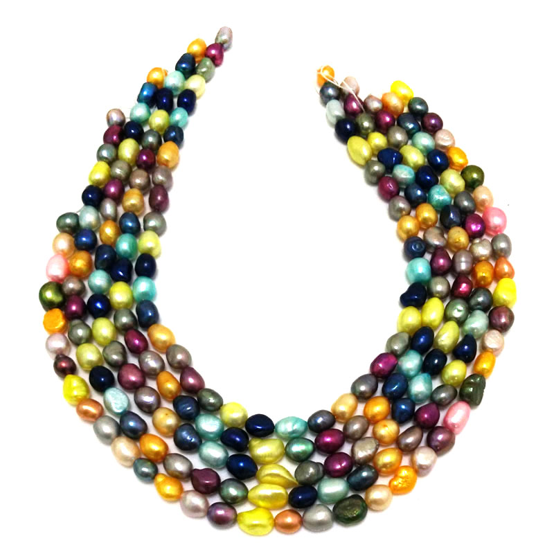16 inches 10-11mm Multicolor Baroque Pearls Loose Strand