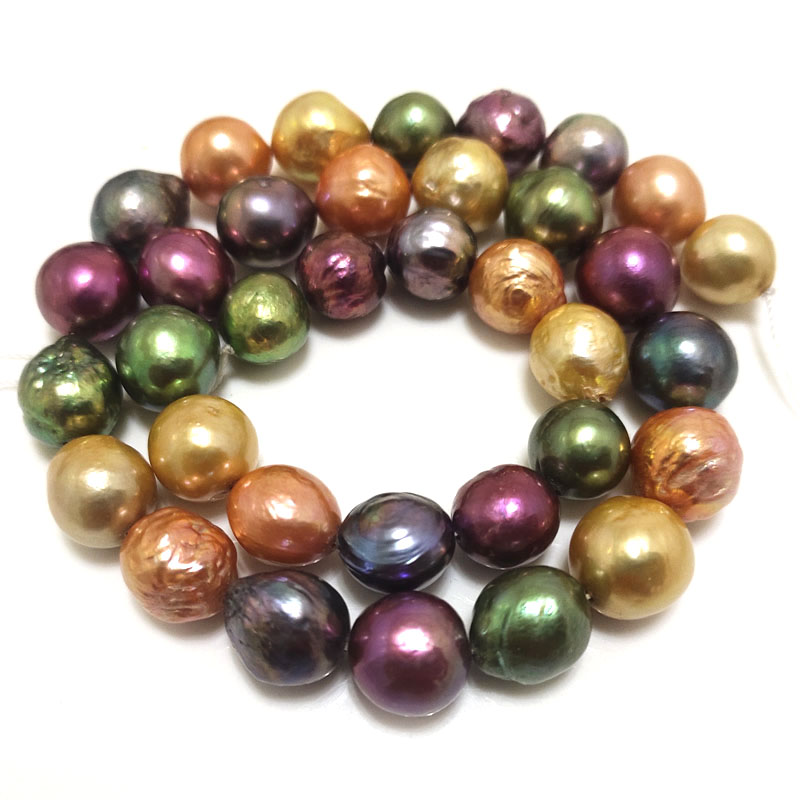 16 inches 10-12mm Multicolor Natural Round Baroque Pearls Loose Strand