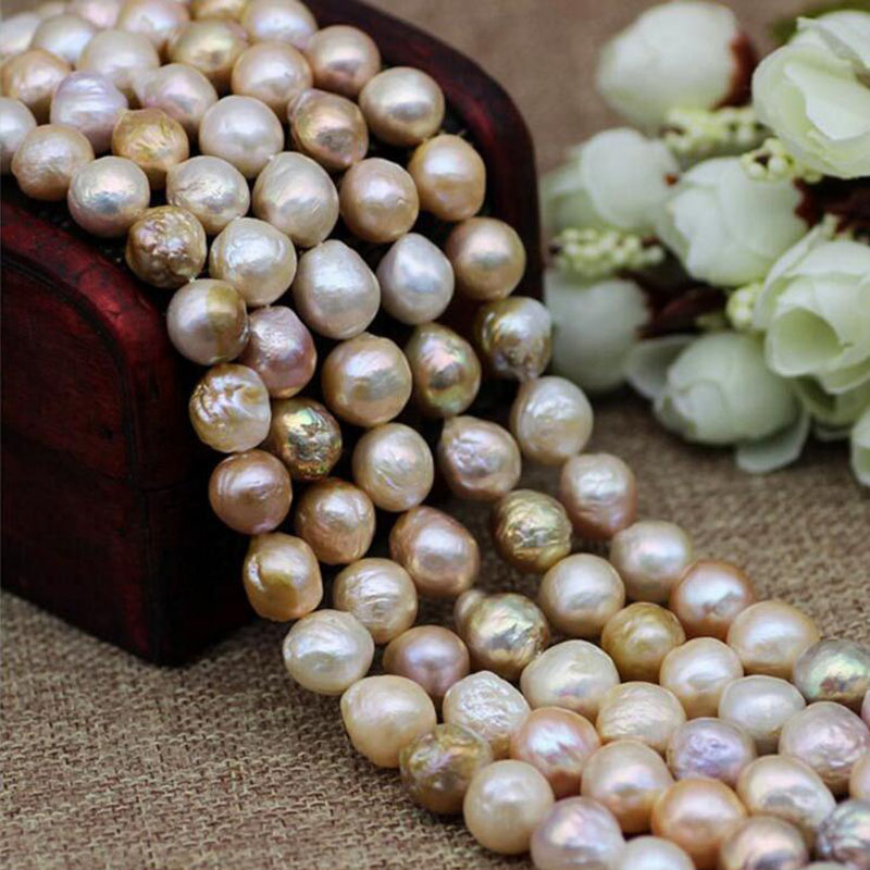 16 inches 12-14mm Natural Multicolor Baroque Pearls Loose Strand
