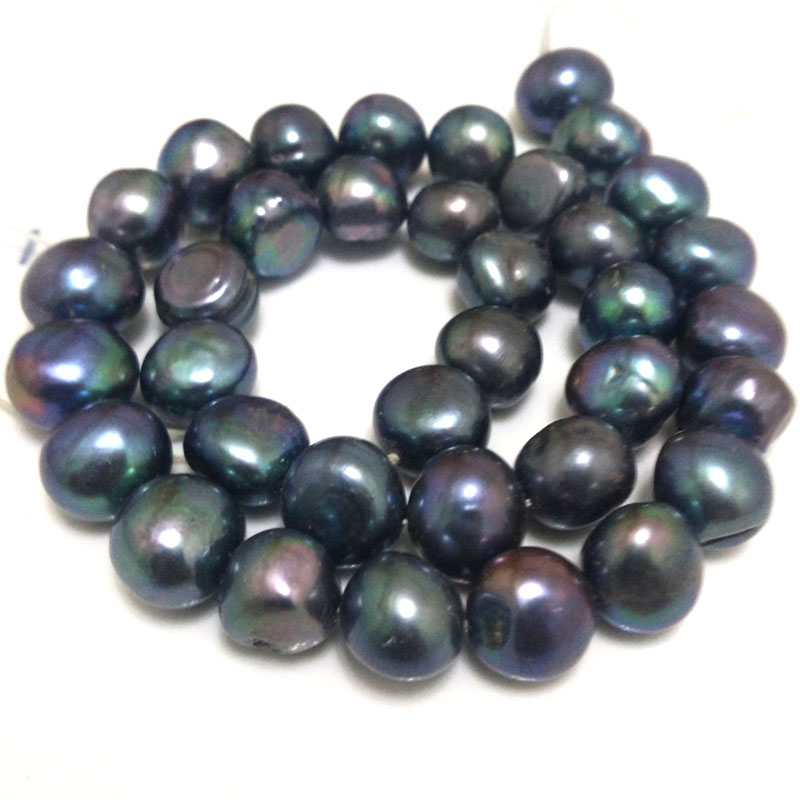 16 inches 11-13mm AA+ Black Natural Baroque Pearls Loose Strand
