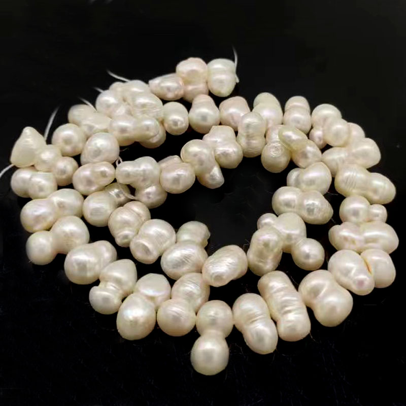16 inches 10-20mm White Vertically Drilled Baroque Peanut Pearls Loose Strand