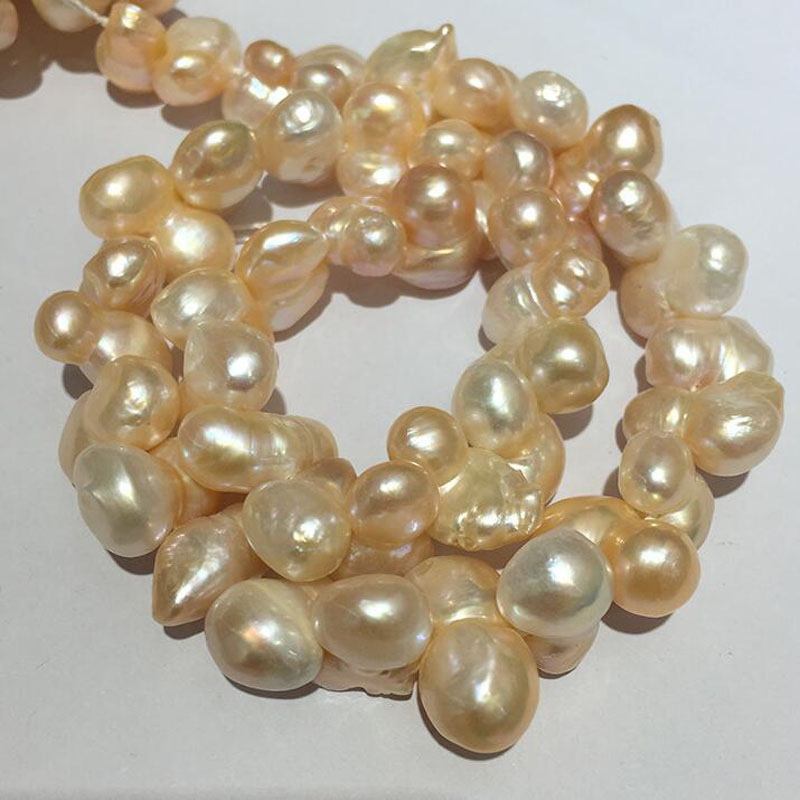 16 inches 10-20mm Natural Pink Vertically Drilled Baroque Pearls Loose Strand