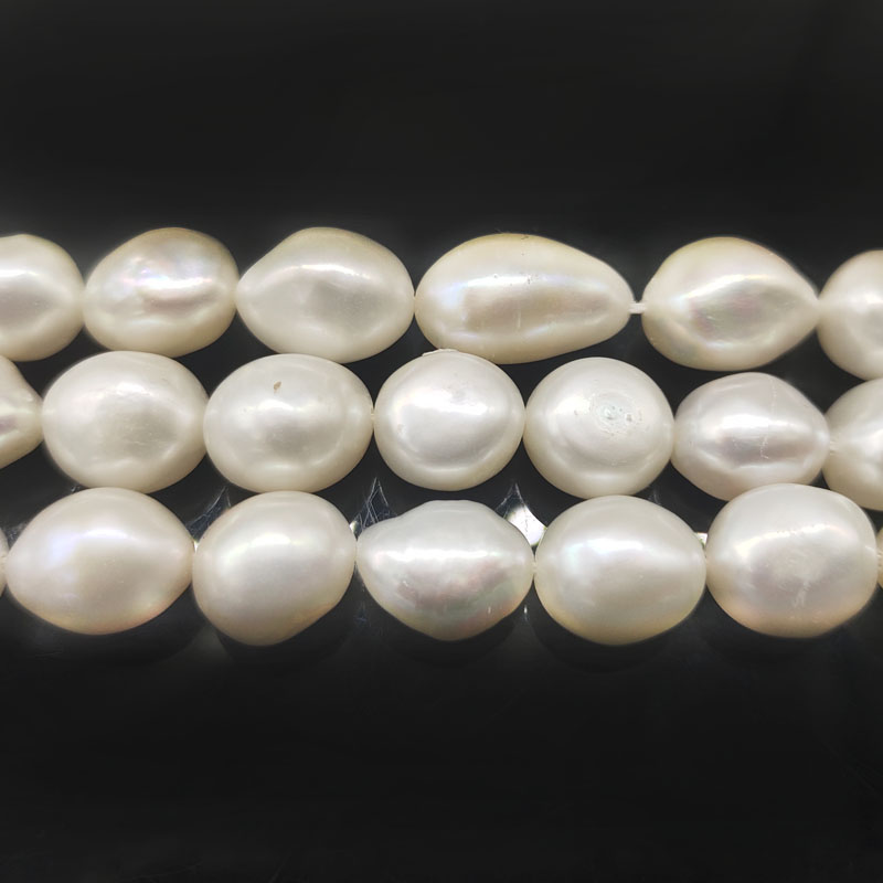 16 inches 9x12mm AAA High Luster White Nugget Baroque Pearls Loose Strand