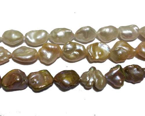 16 inches 12-17mm Nugget Shaped Baroque Keshi Pearls Loose Strand