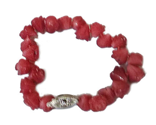 7.5 inches 10-12mm Red Flower Carved Coral Beaded Bracelet