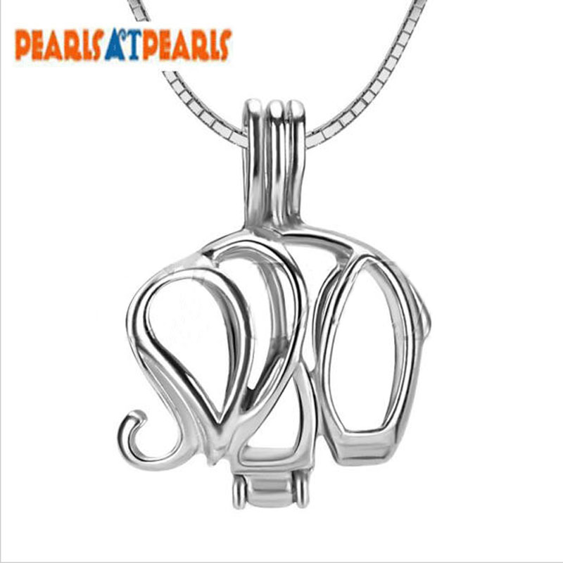 Wholesale 925 Sterling Silver Elephant Locket Wish Pearl Cage Pendent