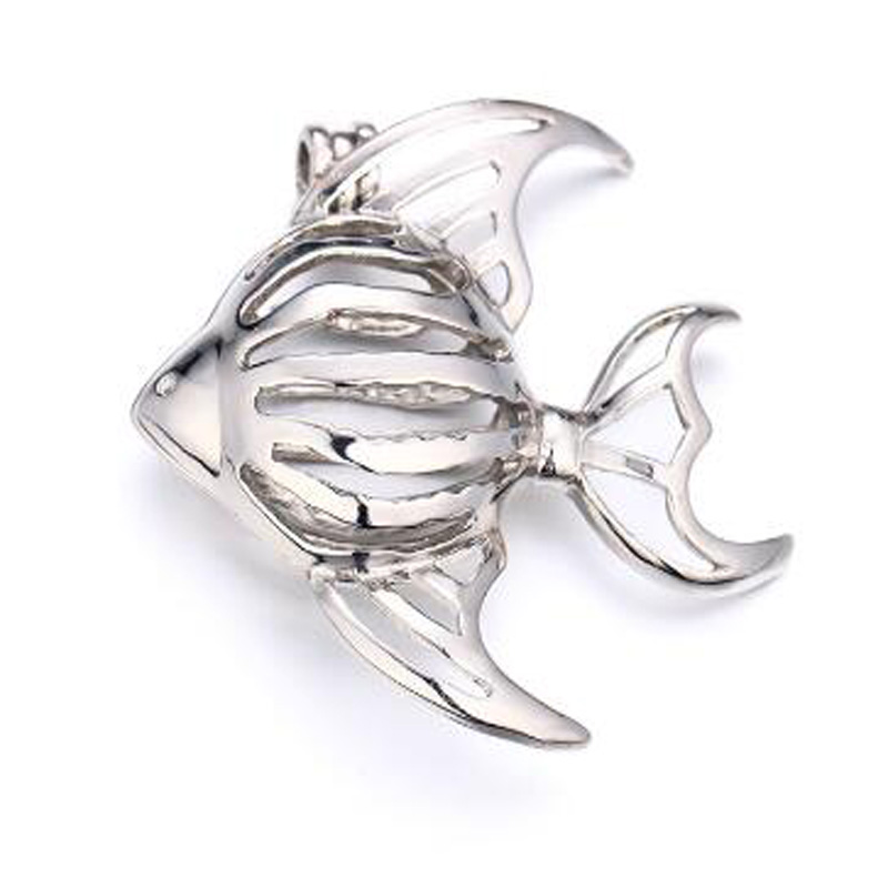 Wholesale 925 Sterling Silver Fashion Fish Wish Pearl Cage Pendent
