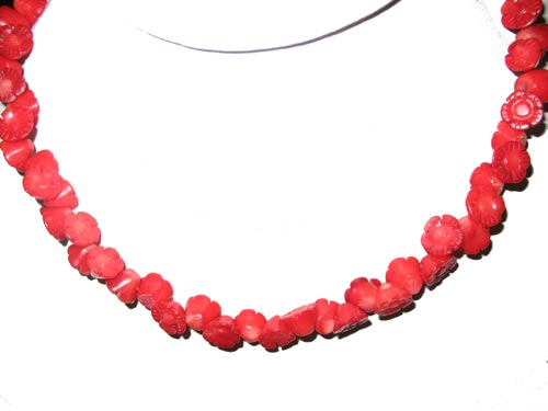 17 inches 12mm Red Carved Flower Natural Coral Necklace