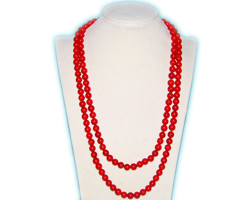 48 inches 9-10mm Red Round Natural Coral Chain Necklace