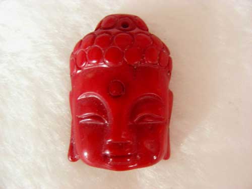 30-40mm Red Buddha Head Carved Natural Coral Charm Pendant