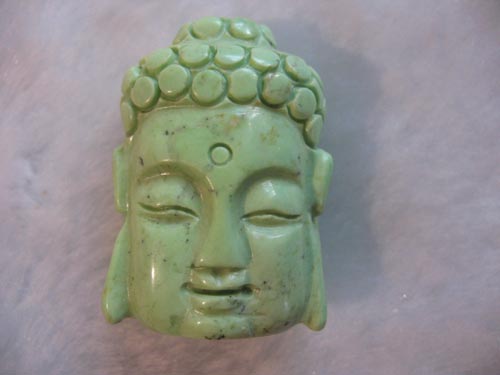 30-40mm Green Buddha Head Carved Natural Turquoise Charm Pendant