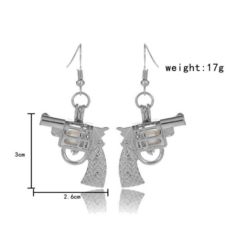 Rhodium Plated Revolver Style Cage Hook Earring