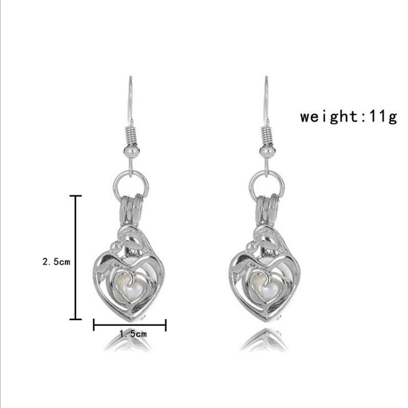 CP0021 Rhodium Plated Motherhood Style Cage Hook Earring