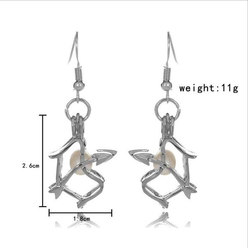 CP0024 Rhodium Plated Love Arrow Style Cage Hook Earring