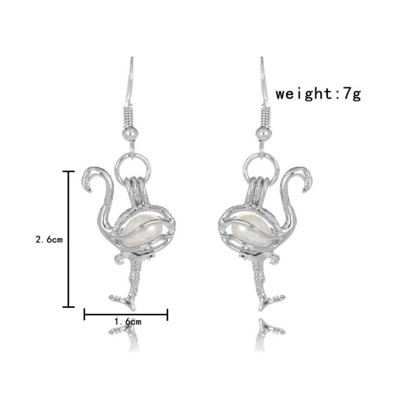 CP0045 Rhodium Plated Ostrich Style Cage Hook Earring