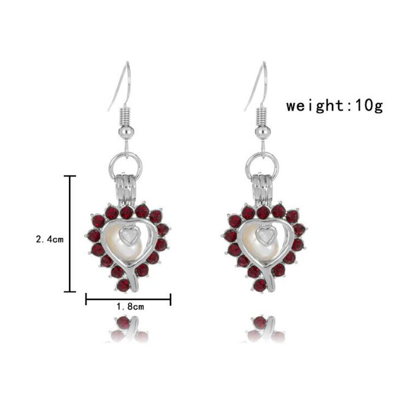 CP0046 Rhodium Plated Garnet Style Cage Hook Earring