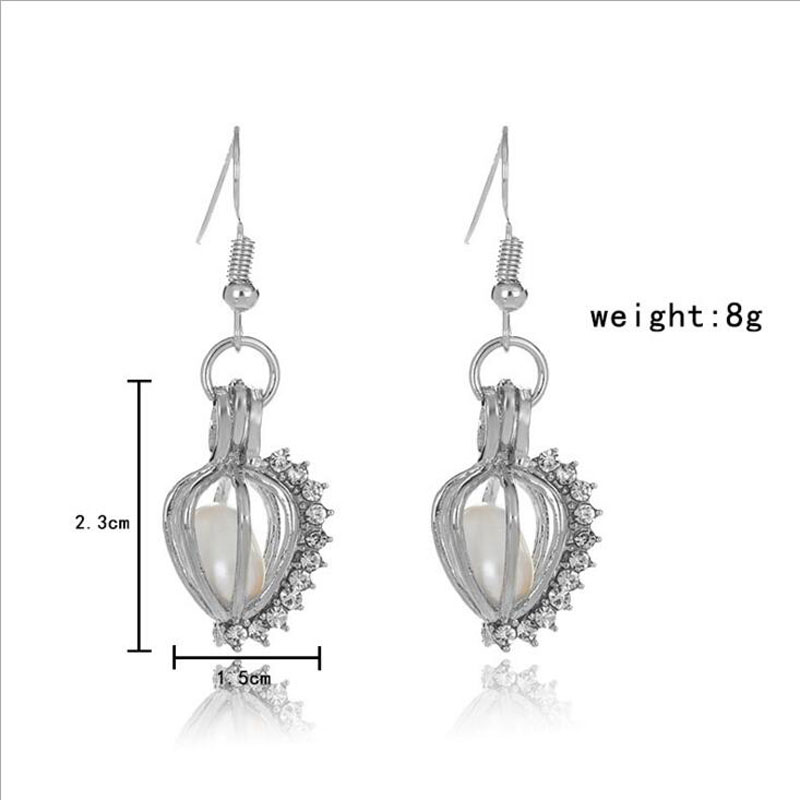 CP0047 Rhodium Plated Diamond Style Cage Hook Earring