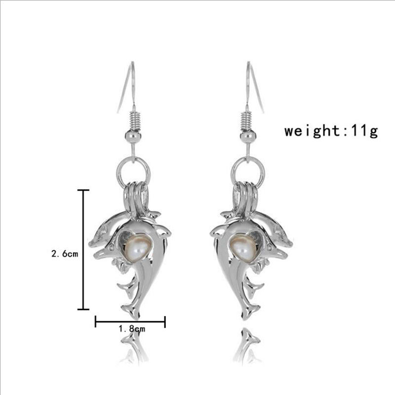 CP0052 Rhodium Plated Sea Gull Style Cage Hook Earring