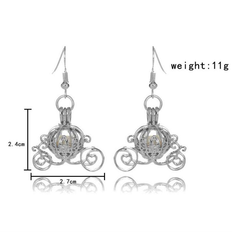 CP0053 Rhodium Plated Cart Style Cage Hook Earring