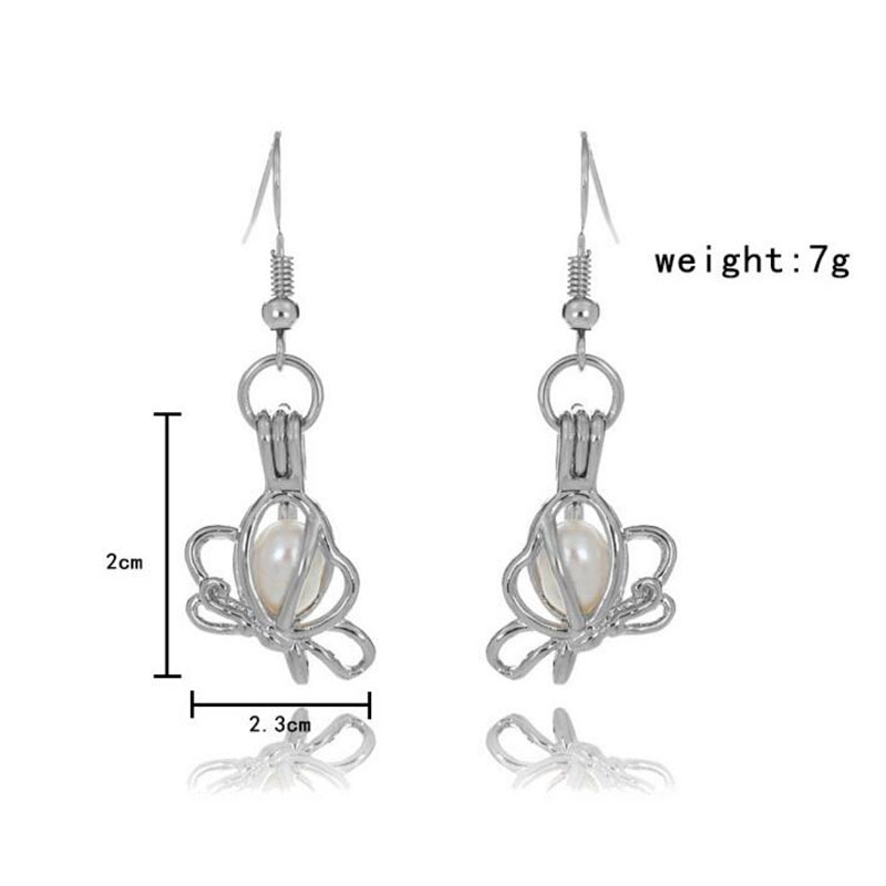CP0056 Rhodium Plated Butterfly Style Cage Hook Earring