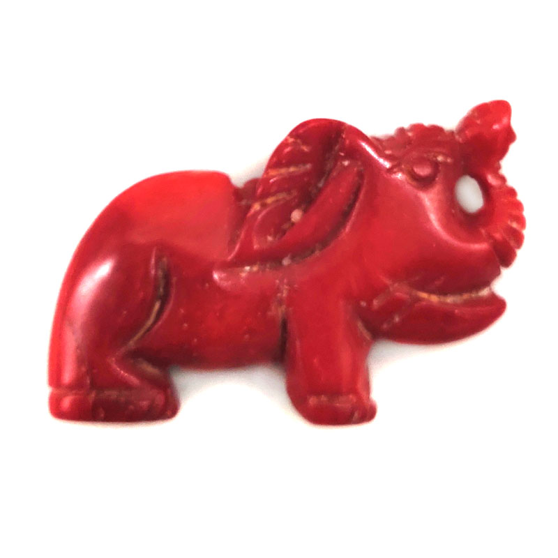 20X35mm Red Double Sided Elephant Carved Coral Charm Pendent