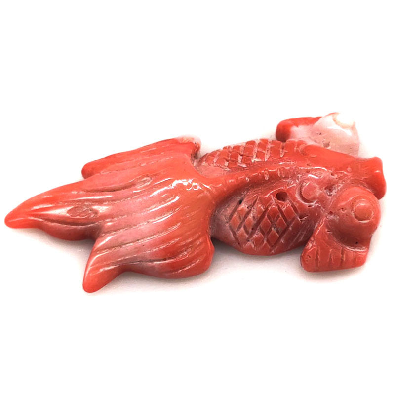 20X45mm Salmon Goldfish Carved Natural Bamboo Coral Charm Pendent