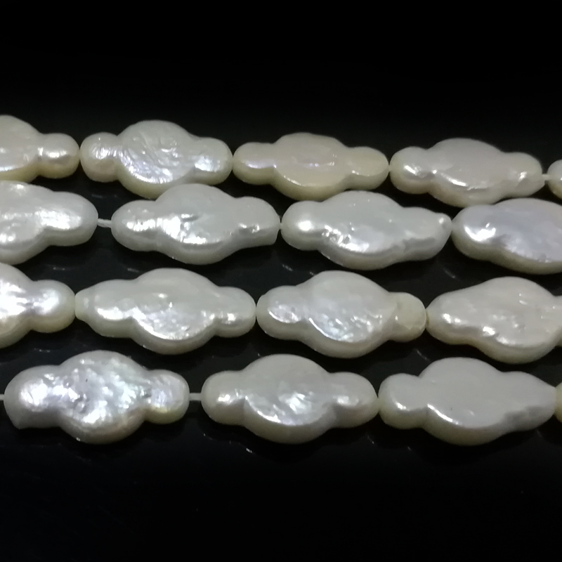 16 inches 12*19 mm White Flat Coin Pearl Loose Strand