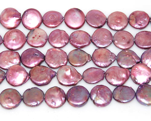 16 inches 14-15mm Rose Color Coin Pearls Loose Strand