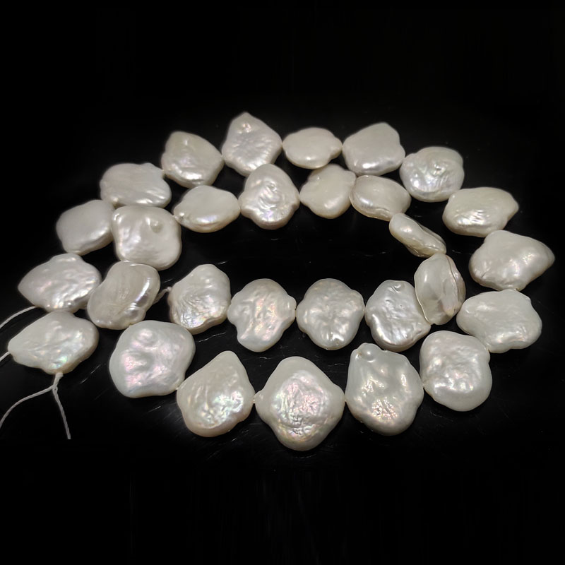 16 inches 16-17mm Natural White Lantern Baroque Coin Pearls Loose Strand