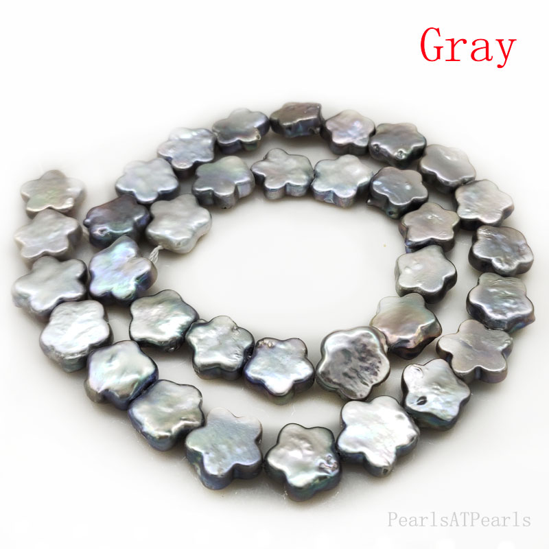 16 inches 10-11mm Center-Drilled Silver Gray Five Star Shaped Pearls Loose Strand