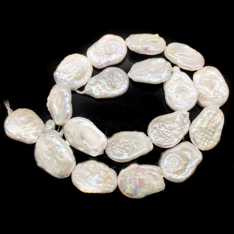 16 inches 18x22mm White Large Seed Shaped Coin Pearls Loose Strand