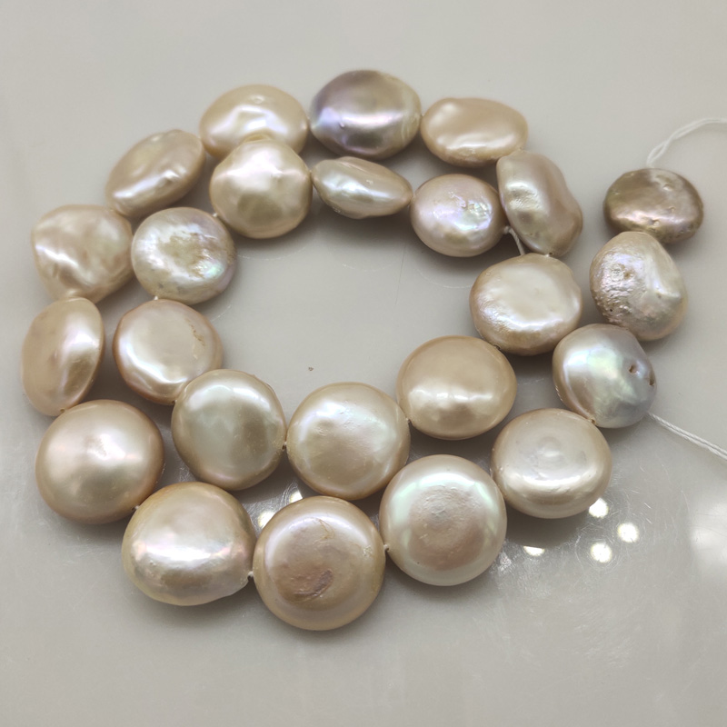 Wholesale 16 inches 16-22mm Natural Pink Large Thick Coin Pearls Loose Strand