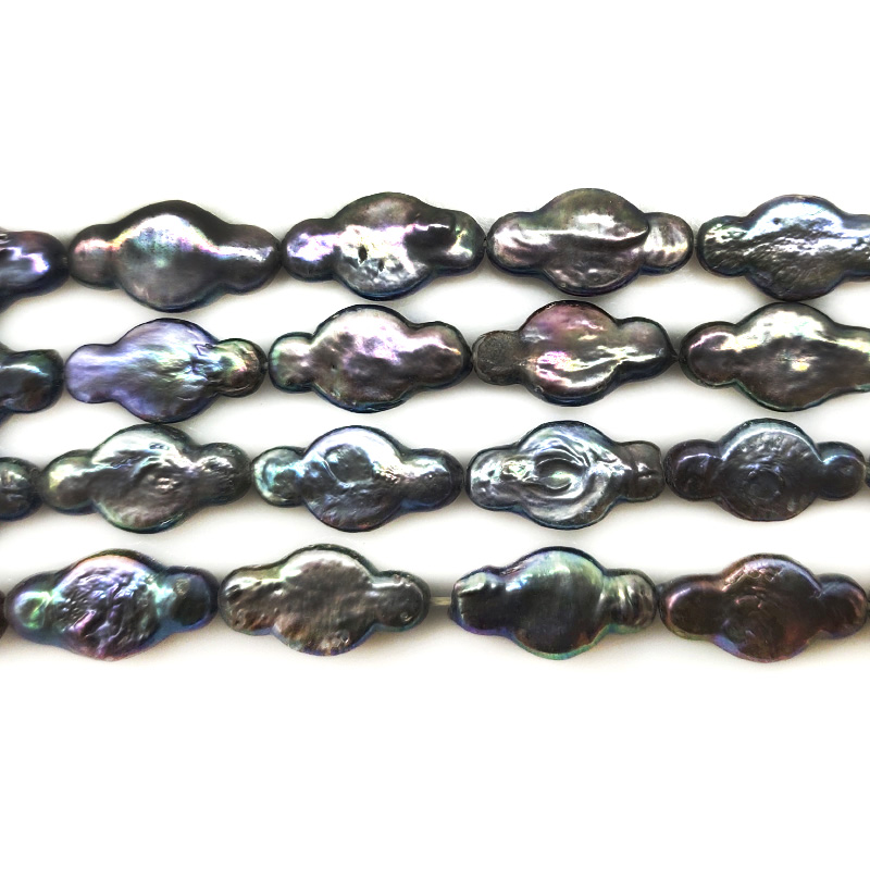 16 inches 8*18 mm Black Fresh Water Flat Marquise Coin Pearls Loose Strand