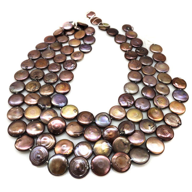 16 inches 16-17mm Large Coffee Coin Pearls Loose Strand