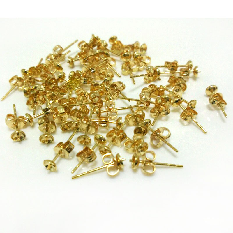 Large Back Gold Plated 925 Silver Earring Pin with Butterfly Post,Sold by Pair