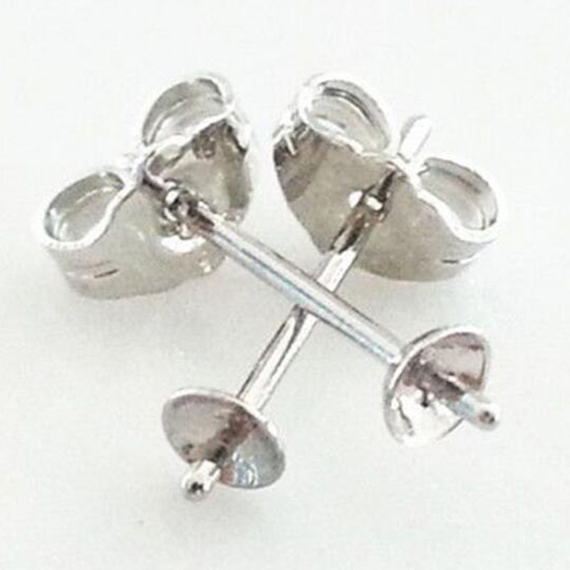 Large Back Rhodium Plated 925 Silver Earring Pin with Butterfly Post,Sold by Pair