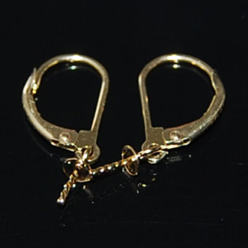 14K Yellow Solid Gold Lever Back Ear Wire with Bail,Sold by Pair