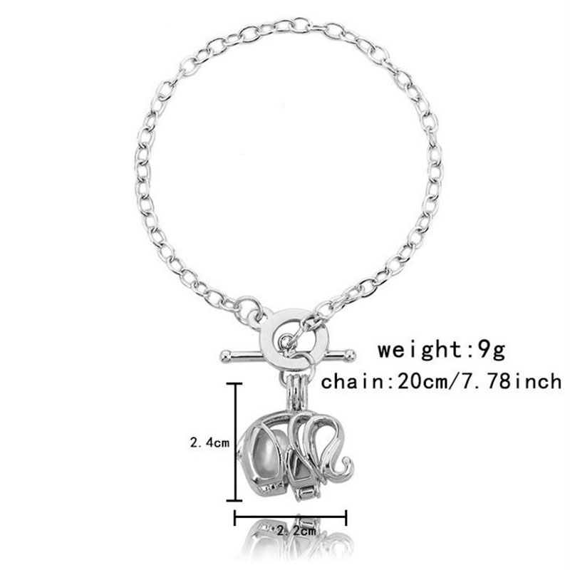 8 inches Rhodium Plated Elephant Style Chain Bracelet