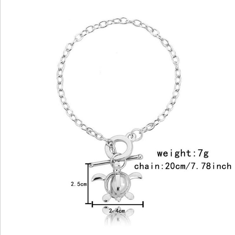 8 inches Rhodium Plated Turtle Style Chain Bracelet