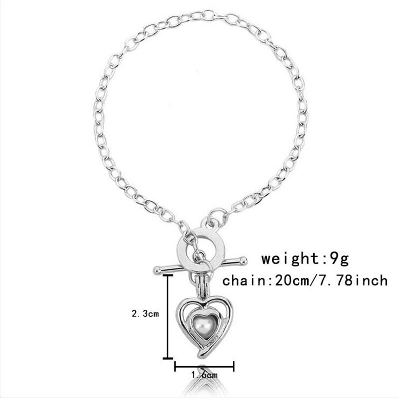 8 inches Rhodium Plated Double Heart Style Chain Bracelet