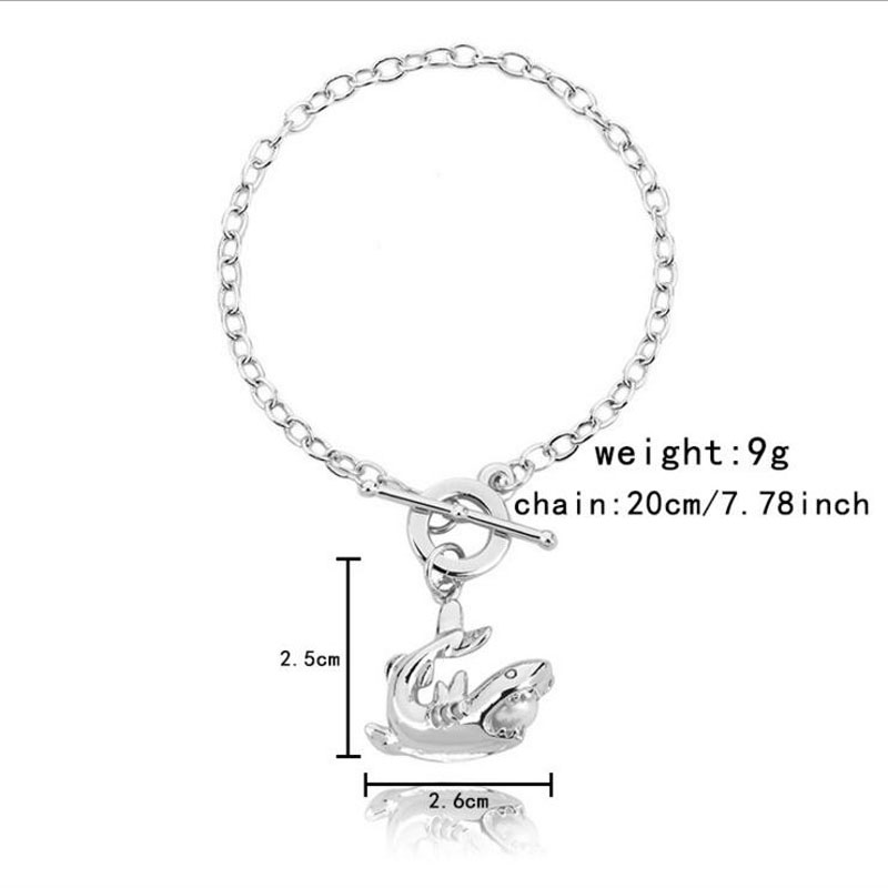 8 inches Rhodium Plated Shark Style Chain Bracelet