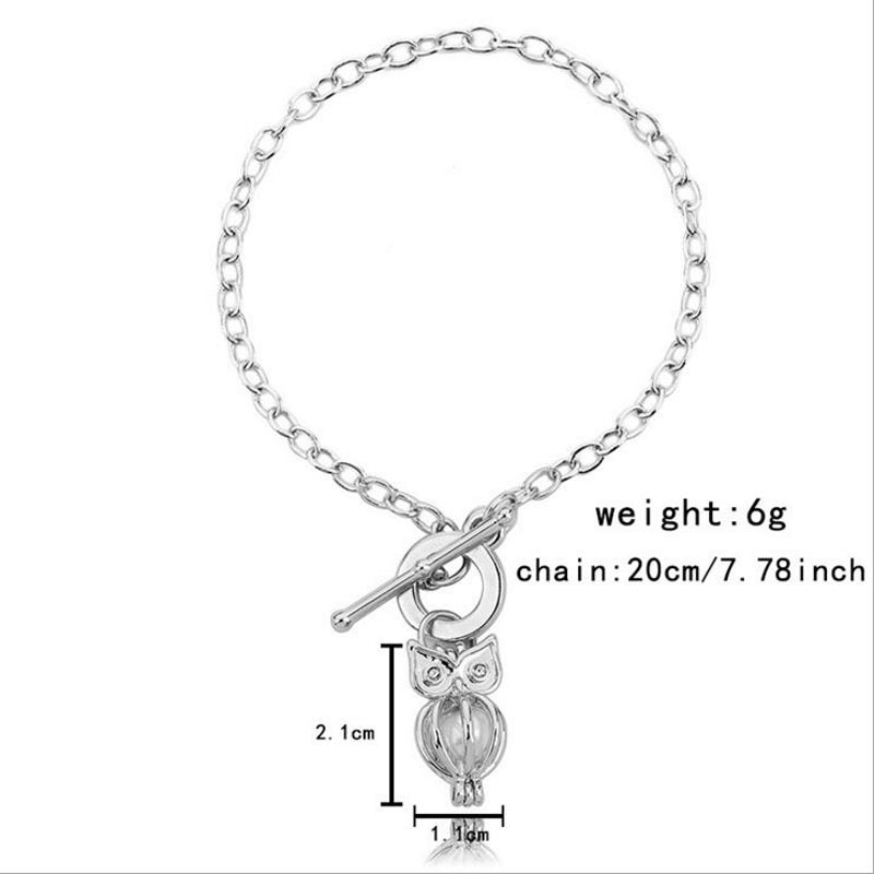 8 inches Rhodium Plated Owl Style Chain Bracelet