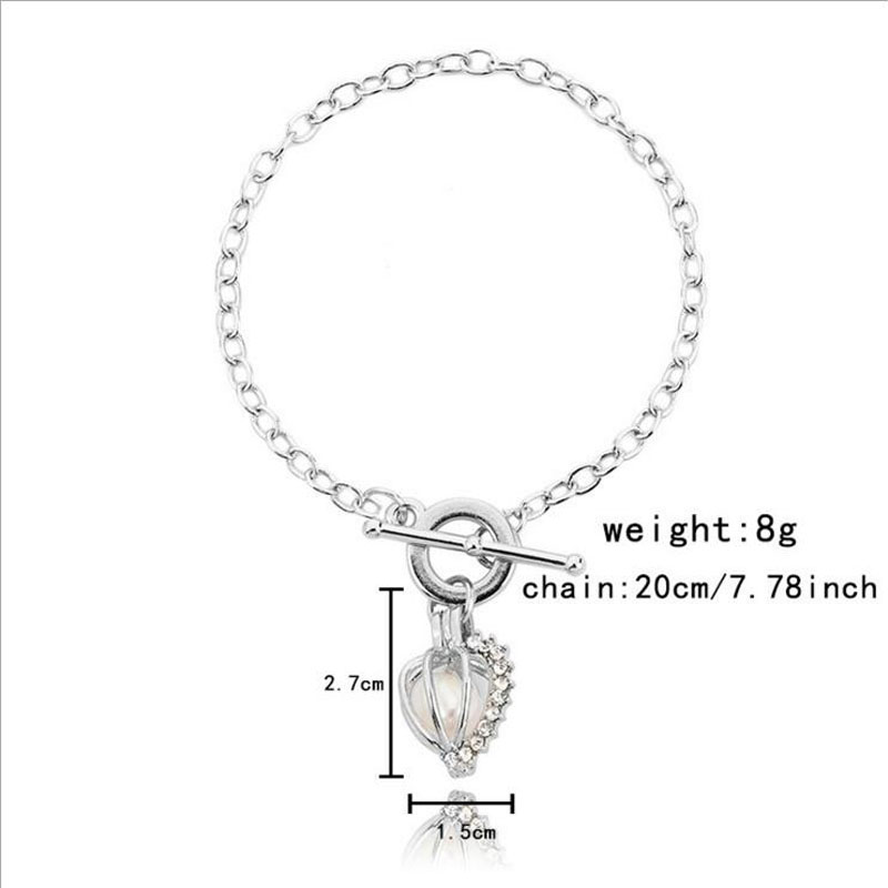 8 inches Rhodium Plated Diamond Style Chain Bracelet