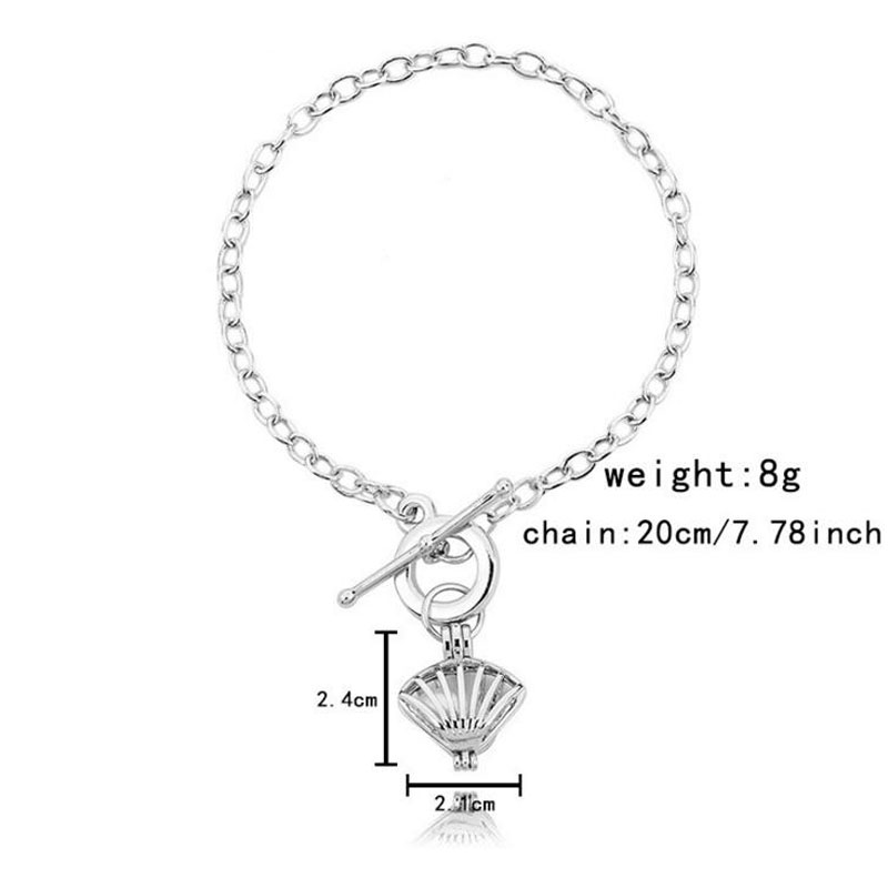 8 inches Rhodium Plated Shell Style Chain Bracelet